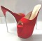 Extreme Heel Platform Sandal Mule Stilettos - Red Flock