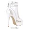 Stiletto Heels Peep Toe Ankle High Back Zipper Ankle Buckle Straps Transparent Sandals Platform Booties - White PVC Patent