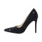 Pointed Toe Rhinestones Stiletto Heels Elegant Pumps - Black Faux Leather