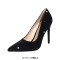 Pointed Toe Rhinestones Stiletto Heels Elegant Pumps - Black Faux Leather
