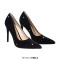 Pointed Toe Rhinestones Stiletto Heels Elegant Pumps - Black Faux Leather