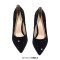 Pointed Toe Rhinestones Stiletto Heels Elegant Pumps - Black Faux Leather