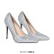 Pointed Toe Rhinestones Stiletto Heels Elegant Pumps - Silver Faux Leather