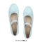 Round Toe Slip On Retro Decorated Lace Up Retro Ballet Flats - Blue Faux Leather