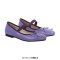 Round Toe Slip On Retro Decorated Lace Up Retro Ballet Flats - Purple Faux Leather