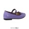 Round Toe Slip On Retro Decorated Lace Up Retro Ballet Flats - Purple Faux Leather