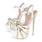 Peep Toe Platforms Ankle Buckle Straps Golden Stiletto Heels Club Sandals - White Faux Leather