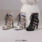 Peep Toe Stiletto Heels Lace Up Ankle Highs Transparent Summer Booties - Black Faux Leather