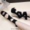 Peep Toe Ankle Gladiator Straps Stiletto Heels Platforms Sandals Pumps - Black Flock