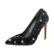 Pointed Toe Sequins Glitters Stiletto Heels Party Pumps - Black Sequined Cloth