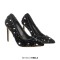 Pointed Toe Sequins Glitters Stiletto Heels Party Pumps - Black Sequined Cloth