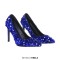 Pointed Toe Sequins Glitters Stiletto Heels Party Pumps - Blue Sequined Cloth