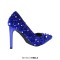 Pointed Toe Sequins Glitters Stiletto Heels Party Pumps - Blue Sequined Cloth