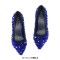 Pointed Toe Sequins Glitters Stiletto Heels Party Pumps - Blue Sequined Cloth