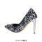 Pointed Toe Sequins Glitters Stiletto Heels Party Pumps - Silver Sequined Cloth