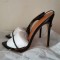Pointed Open Toe Ankle Buckle Straps Stiletto Heels Party Wedding Dance Sandals - Black Patent