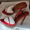 Pointed Open Toe Ankle Buckle Straps Stiletto Heels Party Wedding Dance Sandals - Red Patent