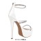 Peep Toe Ankle Buckle Rhinestones Straps Back Zipper Stiletto Heels Platforms Sandals - White Faux Leather