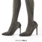 Pointed Toe Stiletto Heels Over The Knee Elastic Slim Pantyhose Stockings Boots - Black Synthetic Fabric