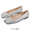 Square Toe Rhinestones Glitters Bling Slip On Daily Ballet Flats - Silver Synthetic
