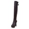Pointed Toe Over The Knees Thigh Highs Chunky Heels Platforms Metal Belt Buckle Zipper Boots - Brown Faux Leather