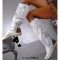 Round Toe Rivet Decorated Knee Highs Flat Rustic Boots - White Suede