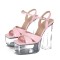Square Open Toe Transparent Platforms Chunky Heels Ankle Buckle Straps Sandals - Pink Patent PVC