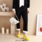 Round Toe T Straps Bowtied Mary Janes Chunky Heels Low Platforms Pumps - Yellow Patent