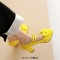 Round Toe T Straps Bowtied Mary Janes Chunky Heels Low Platforms Pumps - Yellow Patent