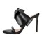 Peep Toe Bow Decorated Stiletto Heels Summer Sandals - Black Faux Leather