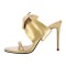 Peep Toe Bow Decorated Stiletto Heels Summer Sandals - Gold Faux Leather