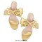 Peep Toe Bow Decorated Stiletto Heels Summer Sandals - Gold Faux Leather
