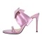 Peep Toe Bow Decorated Stiletto Heels Summer Sandals - Pink Faux Leather