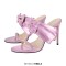 Peep Toe Bow Decorated Stiletto Heels Summer Sandals - Pink Faux Leather