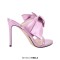 Peep Toe Bow Decorated Stiletto Heels Summer Sandals - Pink Faux Leather