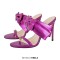 Peep Toe Bow Decorated Stiletto Heels Summer Sandals - Purple Faux Leather