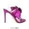 Peep Toe Bow Decorated Stiletto Heels Summer Sandals - Purple Faux Leather