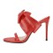 Peep Toe Bow Decorated Stiletto Heels Summer Sandals - Red Faux Leather