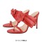 Peep Toe Bow Decorated Stiletto Heels Summer Sandals - Red Faux Leather
