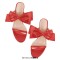 Peep Toe Bow Decorated Stiletto Heels Summer Sandals - Red Faux Leather