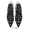 Pointed Toe Stiletto Heels Rhinestones Sexy Slingback Pumps - Black Patent