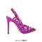 Pointed Toe Stiletto Heels Rhinestones Sexy Slingback Pumps - HotPink Patent