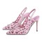 Pointed Toe Stiletto Heels Rhinestones Sexy Slingback Pumps - Pink Patent