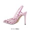 Pointed Toe Stiletto Heels Rhinestones Sexy Slingback Pumps - Pink Patent