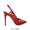 Pointed Toe Stiletto Heels Rhinestones Sexy Slingback Pumps - Red Patent