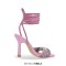 Square Open Toe High Heels Gladiator Lace Up Rhinestones Sandals - Pink Patent