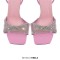 Square Open Toe High Heels Gladiator Lace Up Rhinestones Sandals - Pink Patent