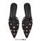 Pointed Toe Stiletto Heels Rhinestones Sexy Sandals Slippers - Brown Flock