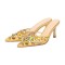 Pointed Toe Stiletto Heels Rhinestones Sexy Sandals Slippers - Gold Patent