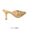 Pointed Toe Stiletto Heels Rhinestones Sexy Sandals Slippers - Gold Patent
